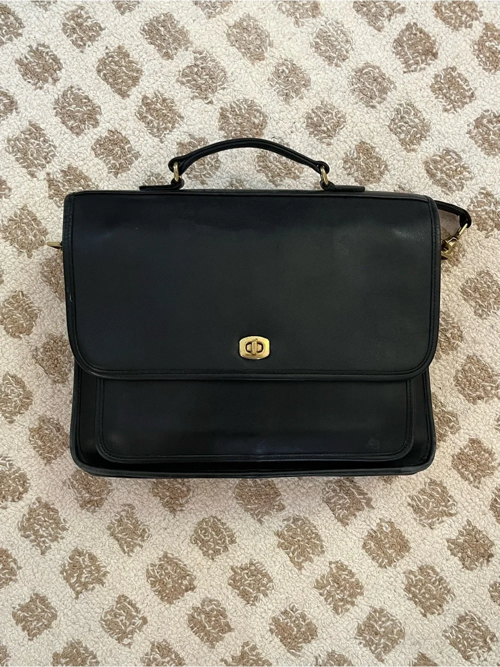 Vintage 1997 Coach Colebrook 5181 Black Leather Briefcase Messenger Crossbody